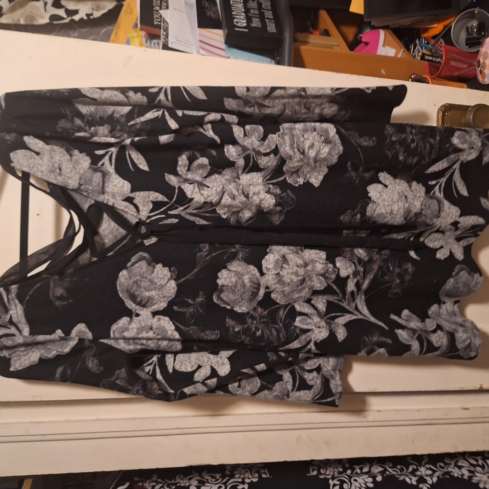 Floral Black and White Dress